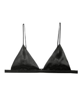 Fleur du Mal Black Satin Triangle Bralette